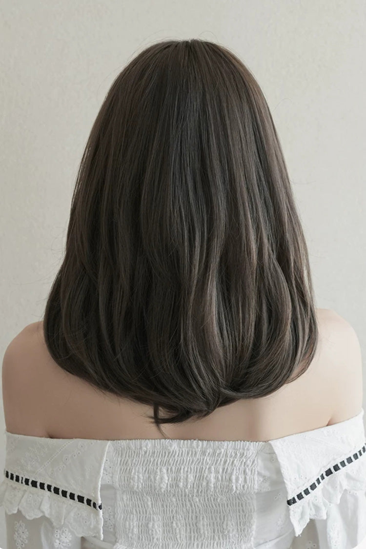 Side-Swept Bangs Multi-Layered Lolita Wig - Shoulder Length Brown