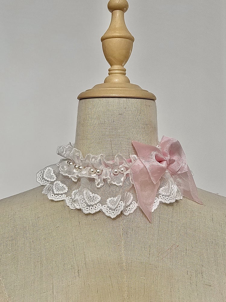 Details Black / Bead Pink Bow Choker and