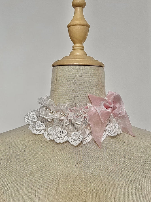 Details Black / Bead Pink Bow Choker and