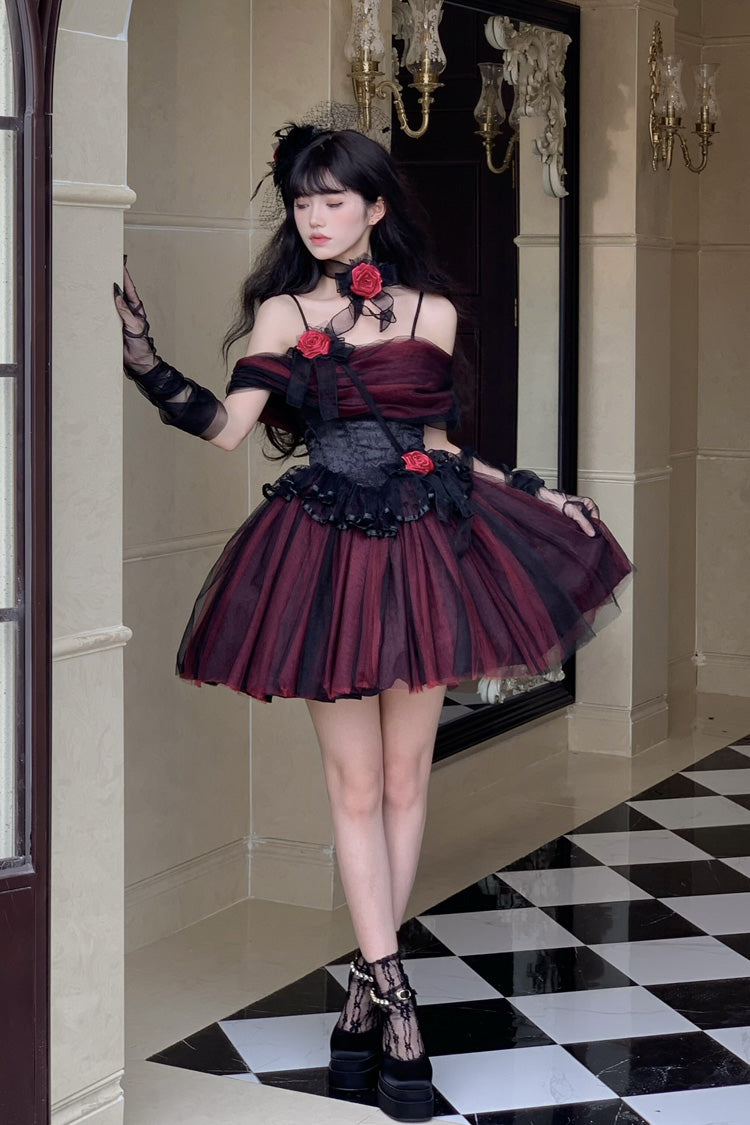Off Shoulder Ruffled Gothic Lolita Dress