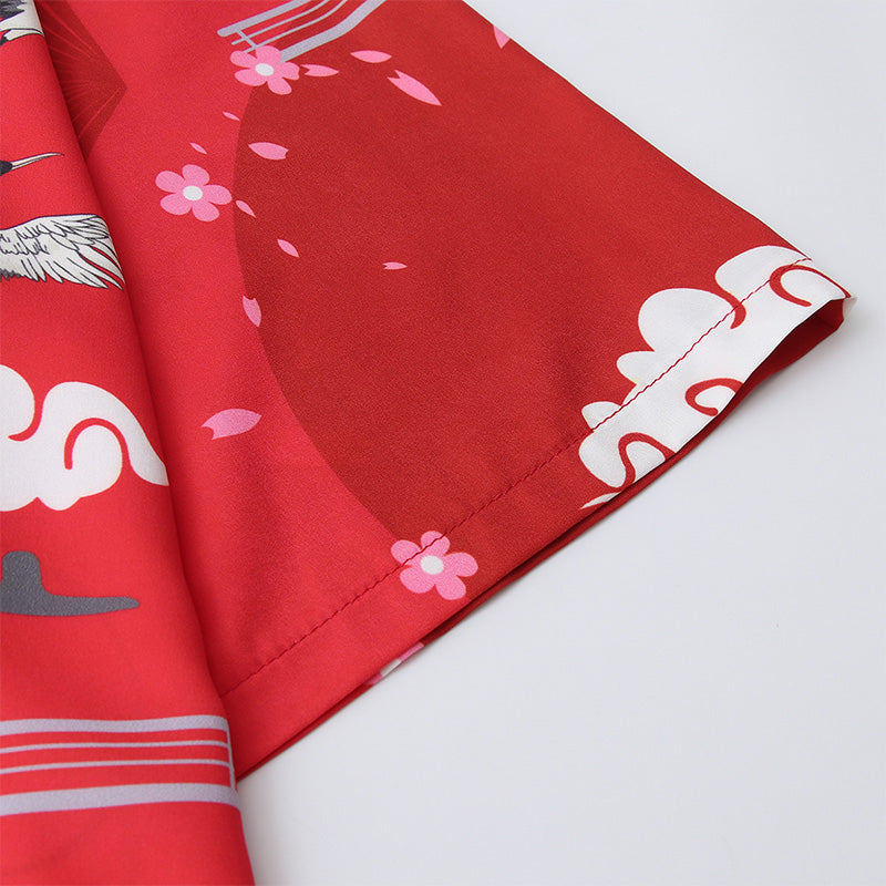 Red Anime Lucky Cat Cardigan Kimono Outerwear