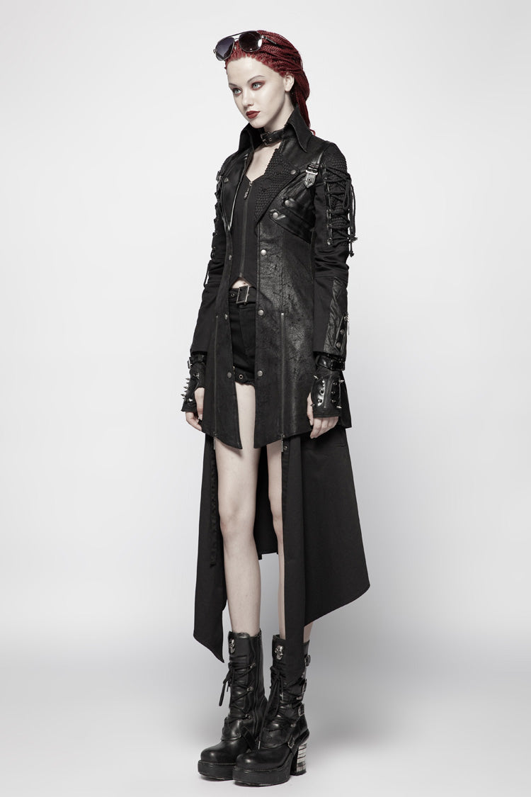 Steampunk Windbreaker with Metal Buckle and Zipper