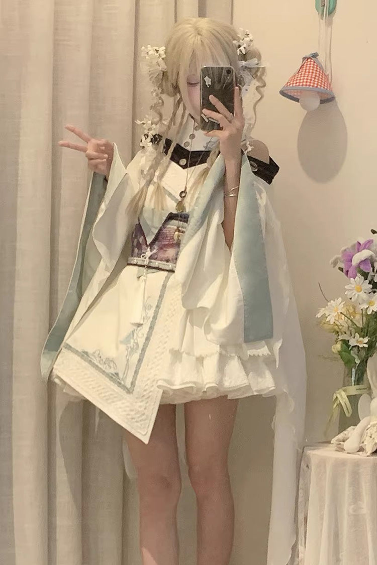 Long Sleeves Ruffled Embroidered Asymmetric Chinese Style Gothic Lolita Dress - Dragon’s Breath Valley