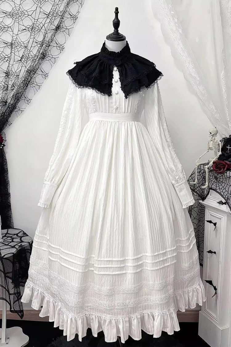 Long Sleeves Jacquard Ruffle Embroidery Bowknot Gothic Lolita Dress