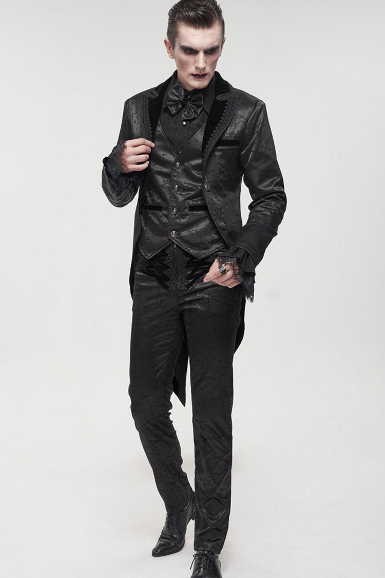 Gothic Bright Print Swallowtail Embellished Men's Coat