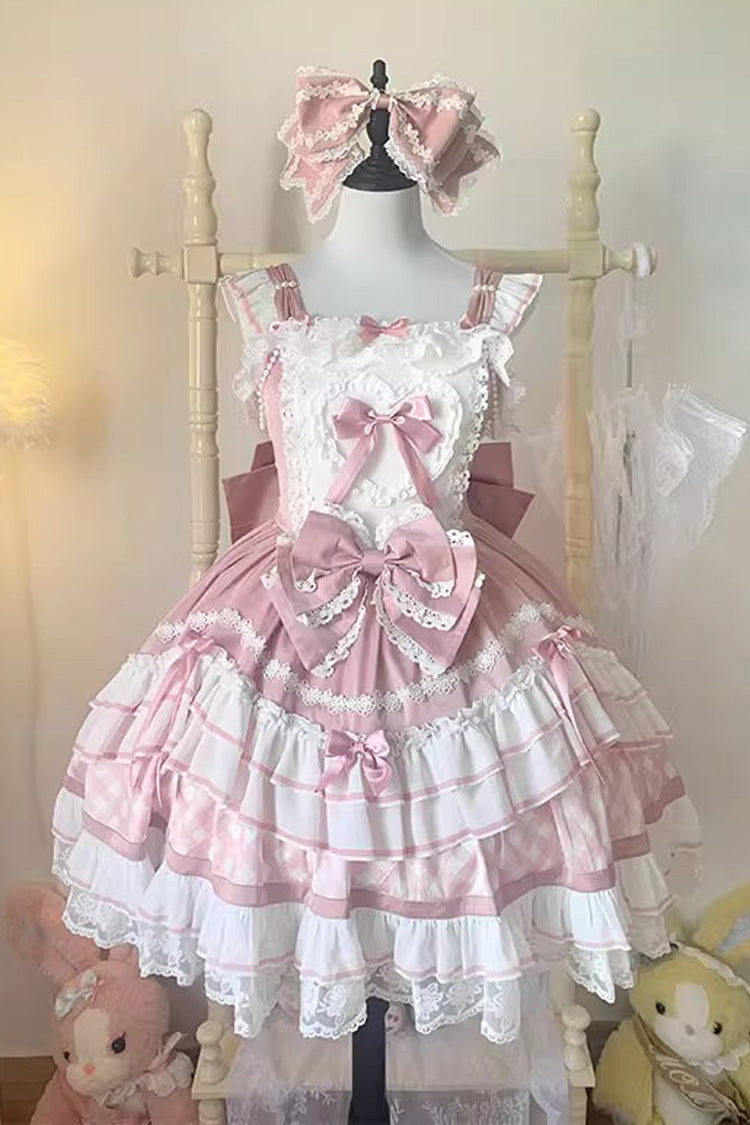 Heartbeat Floral Sleeveless Bow Lace Sweet Lolita Dress