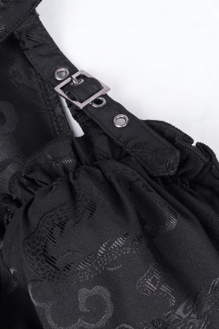 Irregular Gothic Dress with Hime Sleeves & Cutout Lace Details for Women