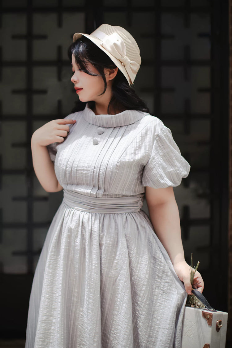 Ash High-Collar Lantern-Sleeve Vintage Lolita Gown
