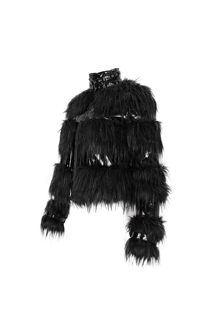 Punk Coat with Patent Leather Trim and Wool Blend