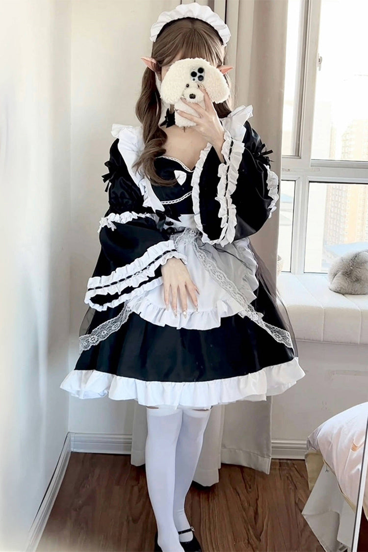 Monochrome Princess Sleeve Bow Detail Sweet Plus Size Lolita Ensemble