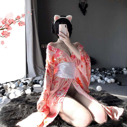 Sakura Kitty Pink Kimono Lingerie Dress