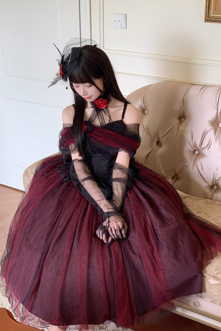 Off Shoulder Ruffled Gothic Lolita Dress