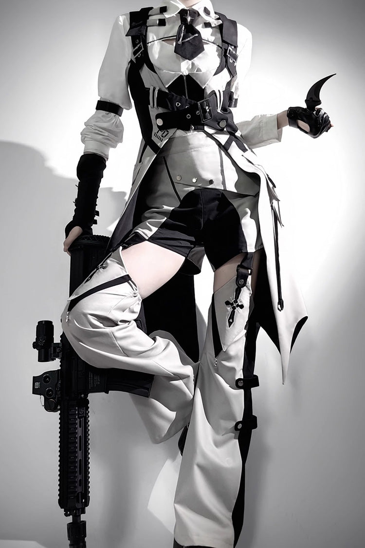 Black/White Color-Block Sci-Fi Lolita Blouse