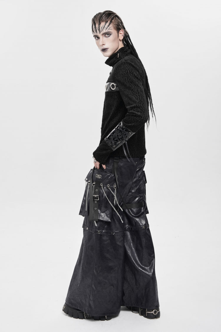 Men's Punk Pants with Big Pockets & Strappy Chain Accents
