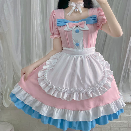 Lolita Bow Knot Ruffled Maid Dress