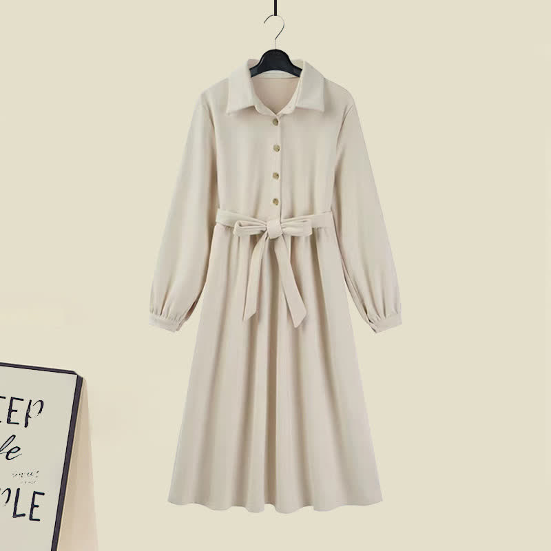 Bear Ears Hooded Cardigan Sweater Belted Lapel Dress