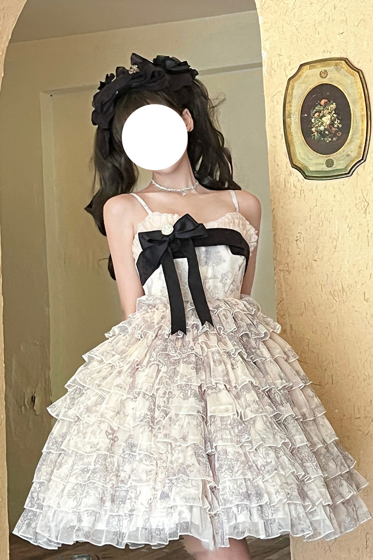Wonderland Travels Multi-Layered Ruffled Bow Sweet Tiered Dress