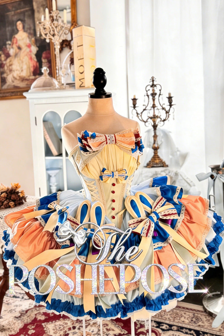 Ballet Lolita Dress with Layered Ruffles and Lace-Up