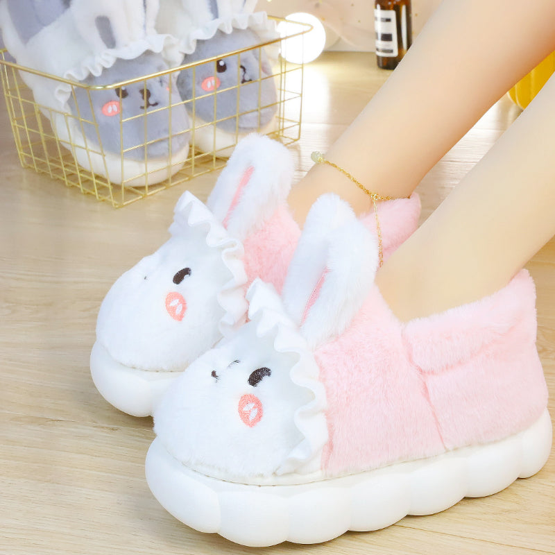 4 Colors Cute Fluffy Bunny Home Wear Slippers ON884 MK Kawaii Store