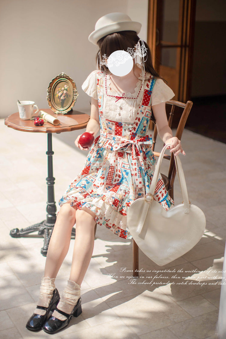 Vintage Lolita Jumper Dress with Layered Ruffles