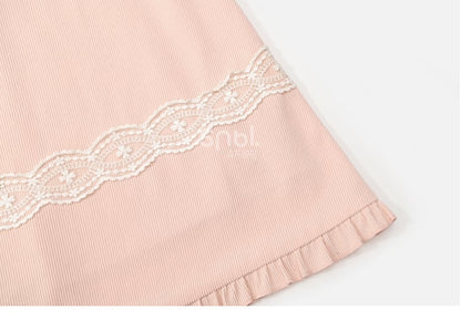 Pink Lace Accents Midi Skirt