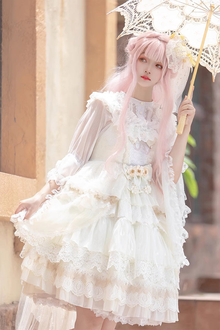 Undine's Tears Print Sleeveless Ruffled Bow Sweet JSK - 2 Hues