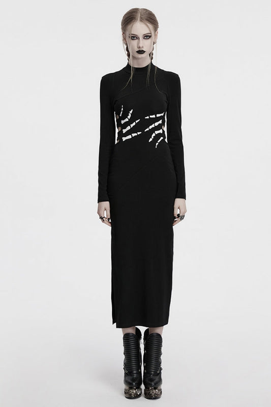 Skeleton Print Cutout Hollow Gothic Dress