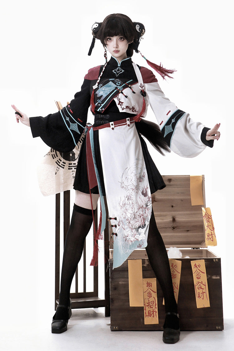 Walking With Demon Asymmetric Gothic Chinese Ouji Skirt