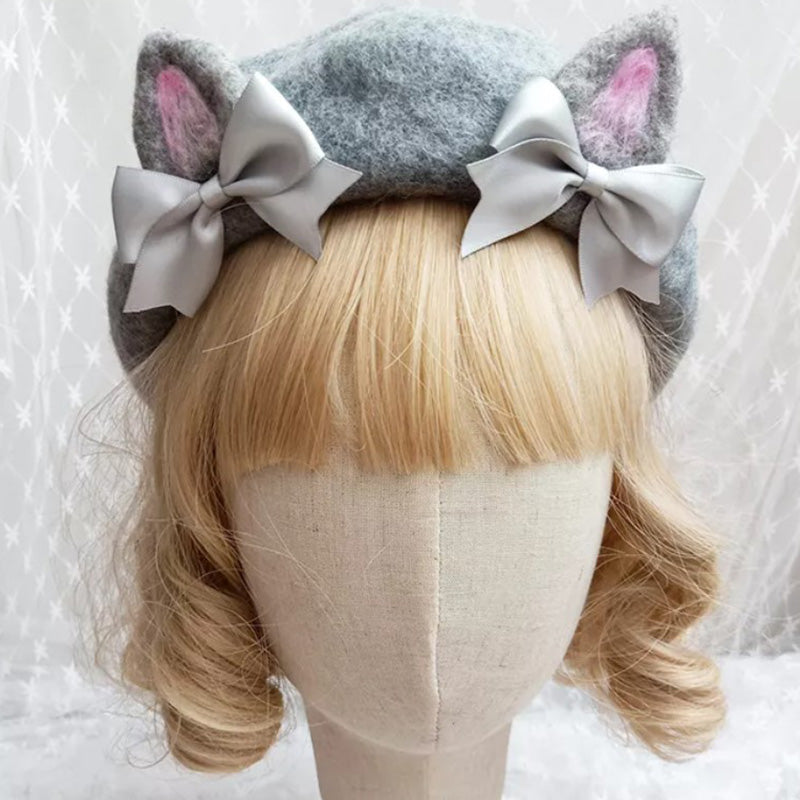 Cute Woolen Bow Beret Warm