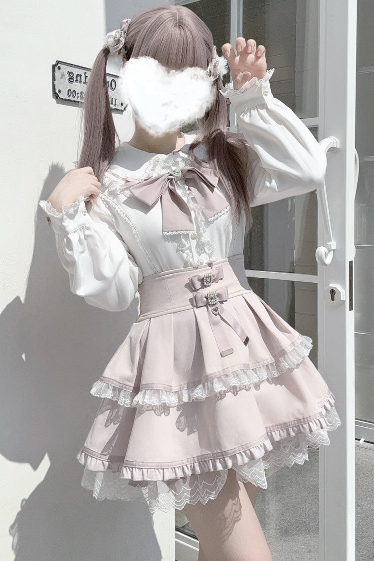 Rabbit Ear Long Sleeve Bow Lace Sweet Jirai Kei Blouse
