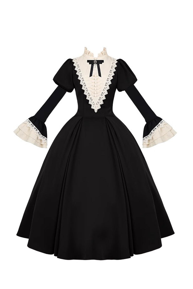 Black Gothic Long Sleeve Ruffled Nun Lolita Dress