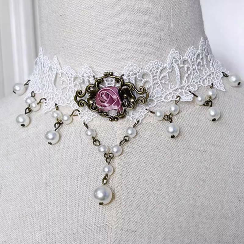 Gothic Punk Retro Lace Crystal Lolita Chocker