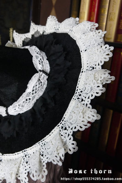 Black Halloween Lace Witch Hat