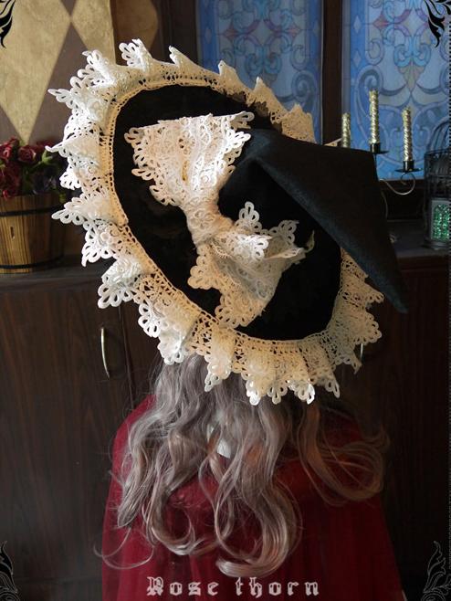 Black Halloween Lace Witch Hat