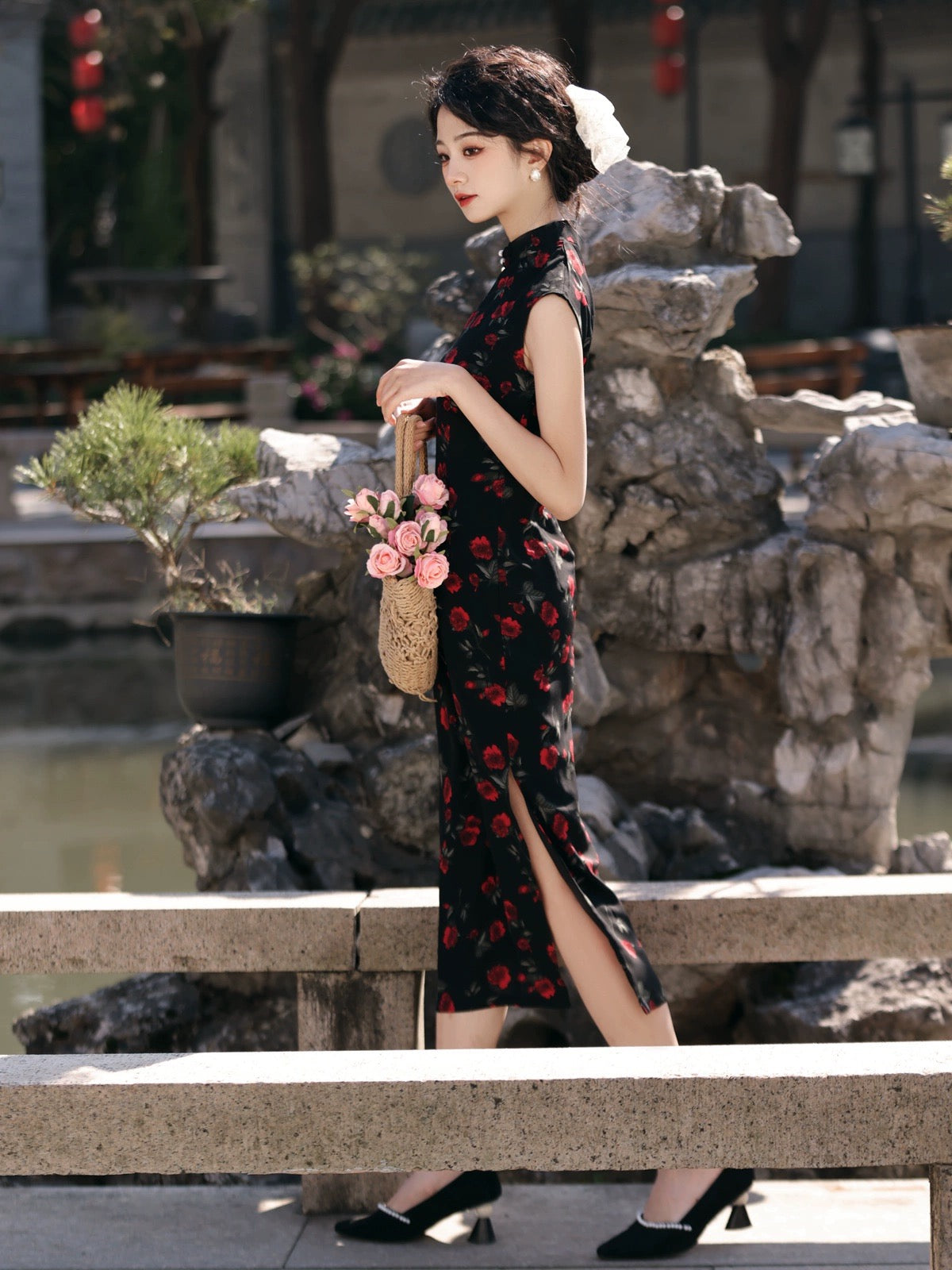 Cherry Roses Elegance Cheongsam