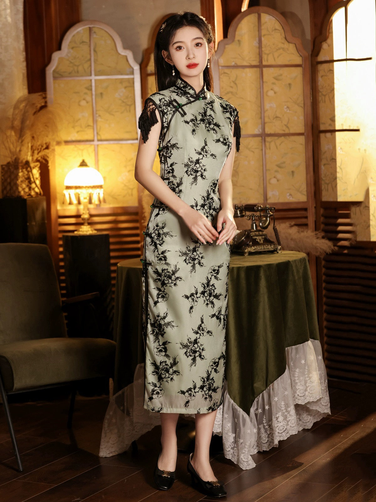 Green Beauty Floral Cheongsam