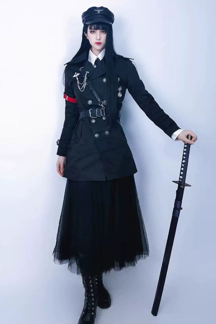 Elegant Gothic Military Long-Sleeve Coat with Ouji Style