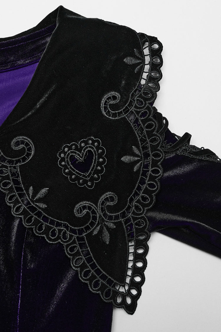 Velvet Doll Collar Gradient Embroidered Gothic Dress