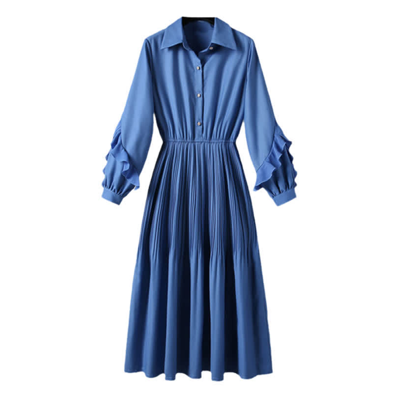 Blue Crane Embroidery Fringed Vest Lapel Dress Set