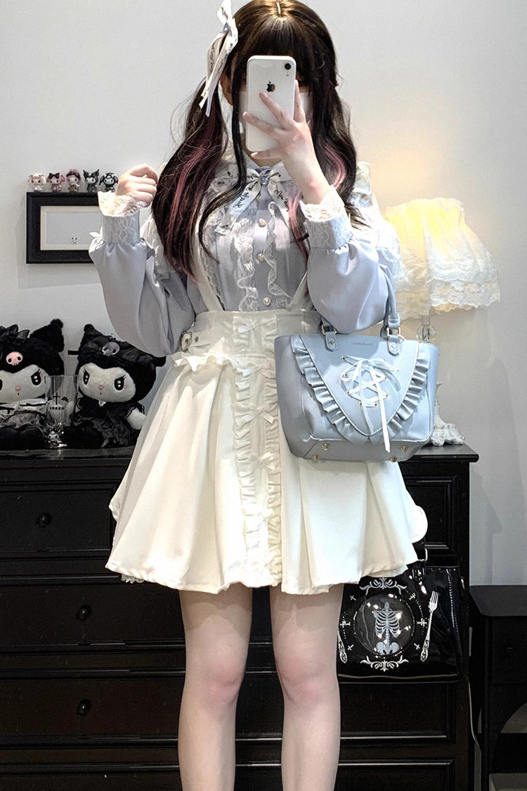 Dolls Only Ruffle Bow Lace Corset Sweet Jirai Kei Strap Dress in Four Colors