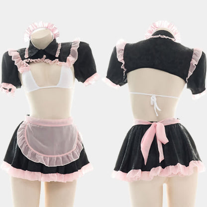 Cute Pink Lace Maid Lingerie Set