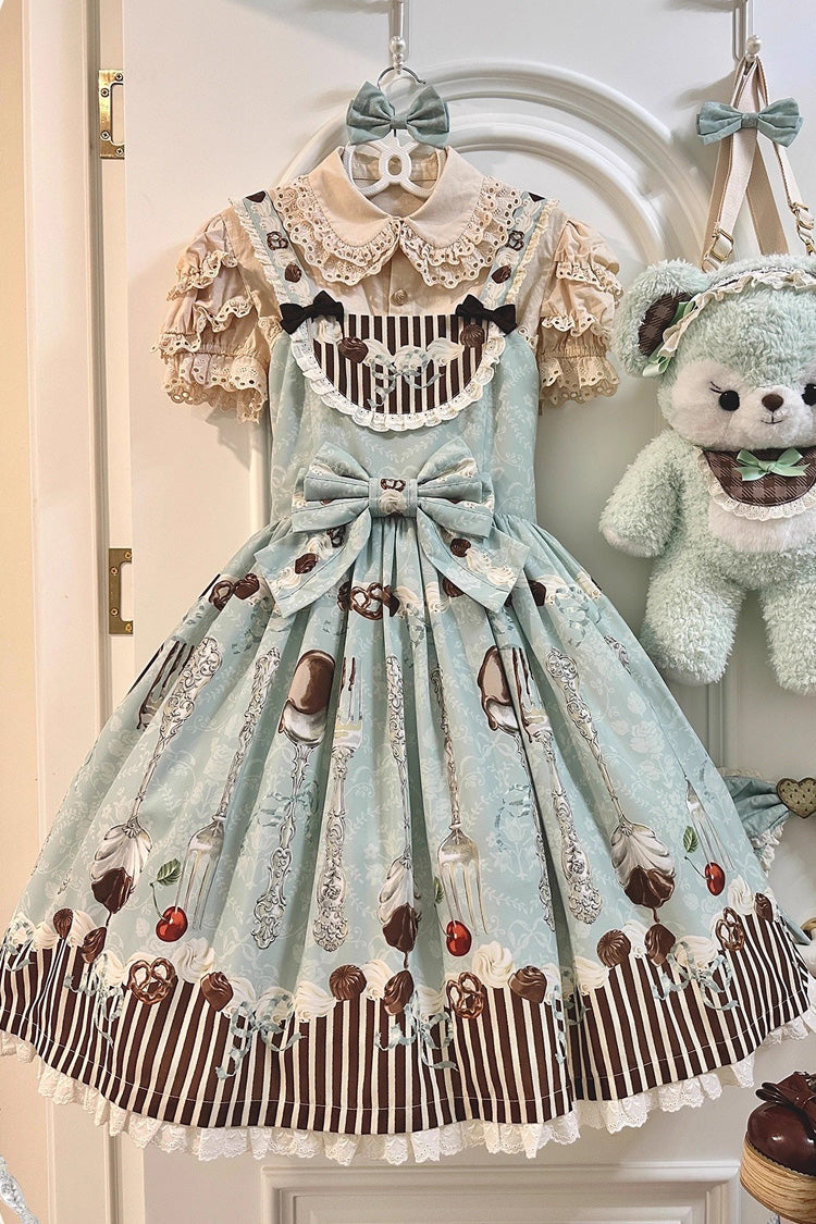 Sleeveless Bowknot Print Plus Size Sweet Lolita JSK