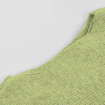 Green Cross Knit Crop Sweater A-line Slip Dress