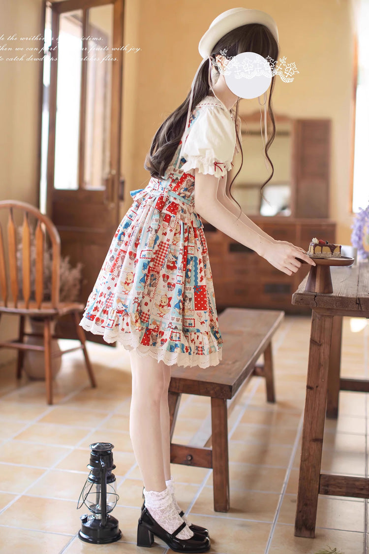 Vintage Lolita Dress with Lace and Bow Accents