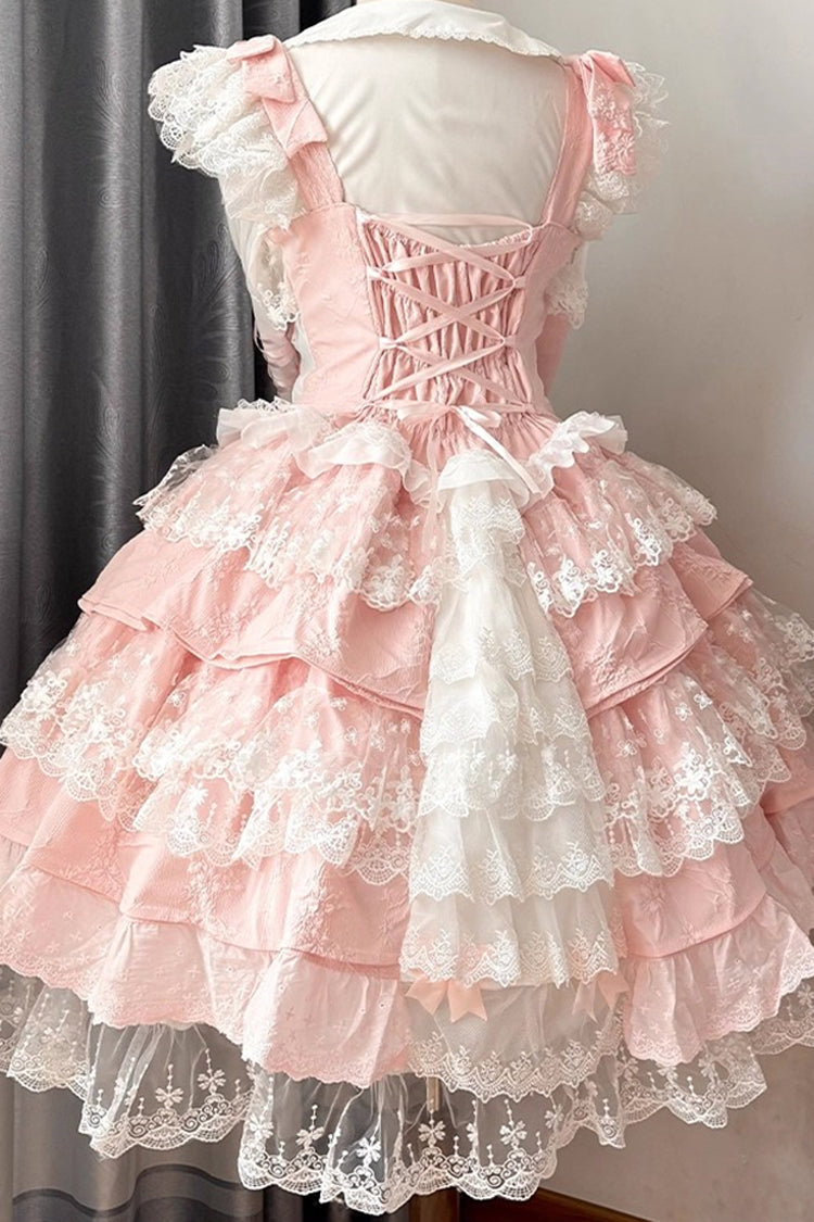 Peach Blossom JSK with Embroidery, Pearls & Cardigan
