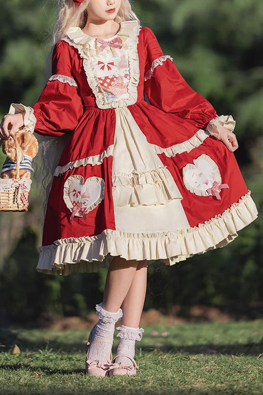Sweet Lolita Cardigan with Bowknot and Ruffle Print