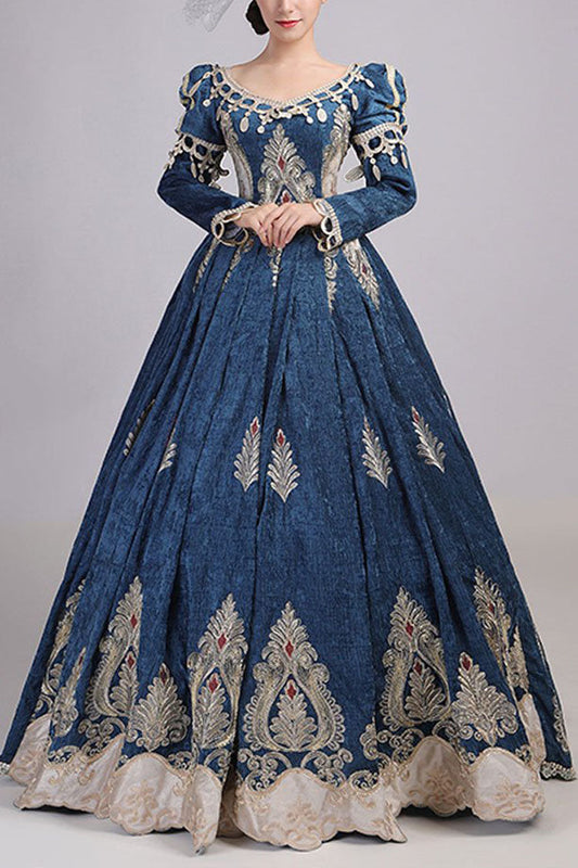Victorian Lace Dress with Embroidered Floral Design