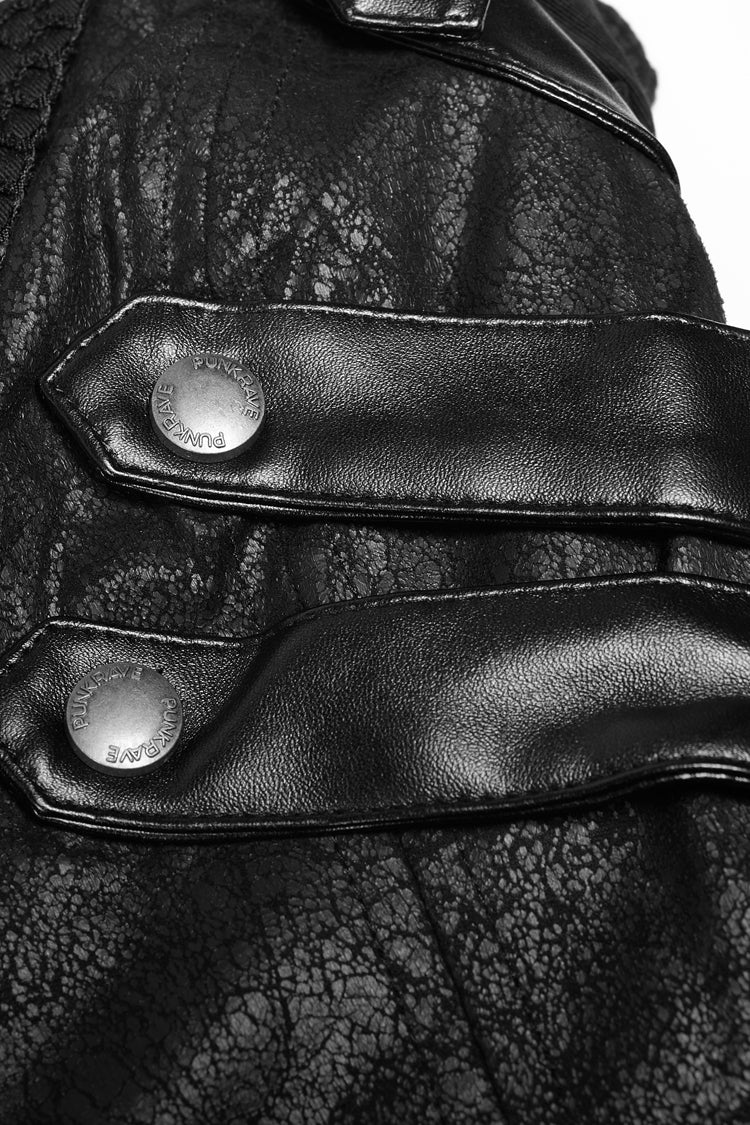 Men's Steampunk Windbreaker with Metal Buckle Trim