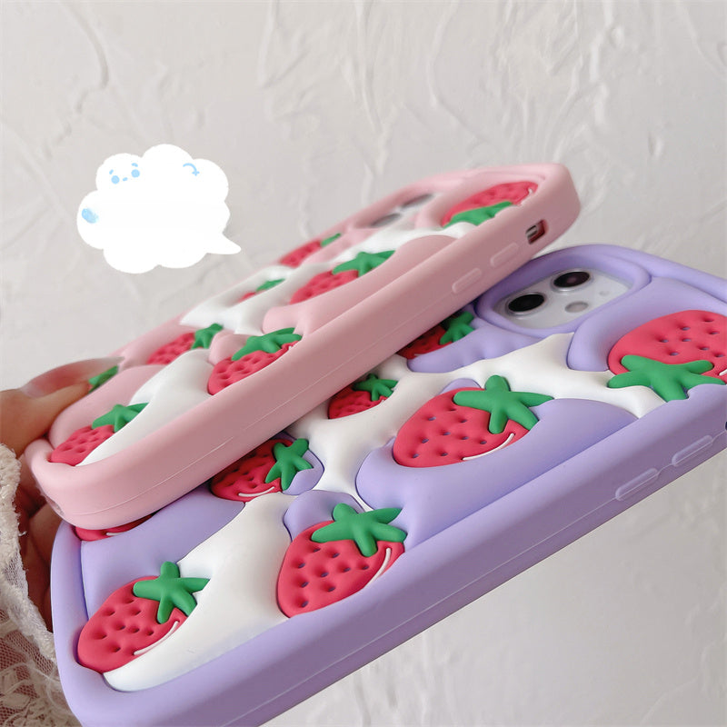 Pink Purple 3D Effect Strawberry Phone Case ON936