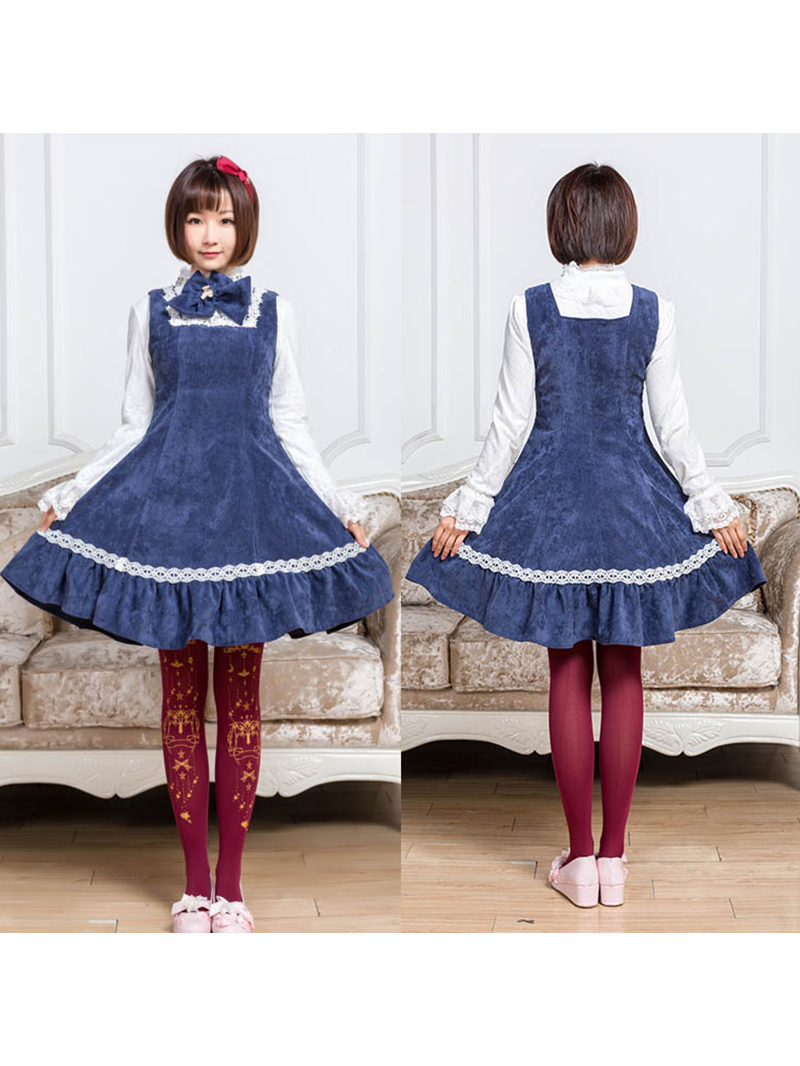 Moon-Star Printed Velvet Lolita Tights